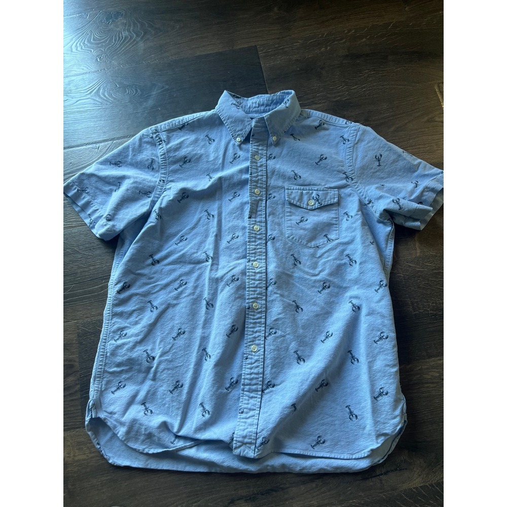 Ralph Lauren Mens Blue Lobster Embroidered Oxford Short Sleeve Button Down L